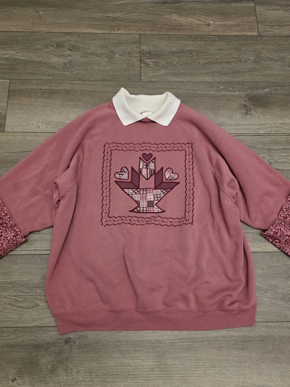 Just My Size Mauve-Pink Pullover Sweatshirt with Embroidered Heart Motif